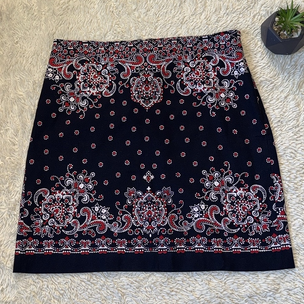 TALBOTS Womens Pencil Straight Skirt Lined Bandana Print Multicolor size 12